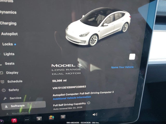 Aukcja sprzedaży 2022 Tesla Model 3 Long Range Dual Motor All-wheel Drive, vin: 5YJ3E1EB9NF238663, numer aukcji: 44634355