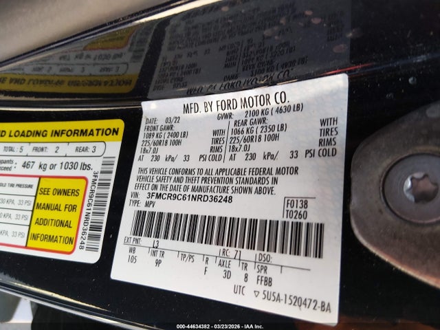 3FMCR9C61NRD36248 Ford Bronco Sport Outer Banks