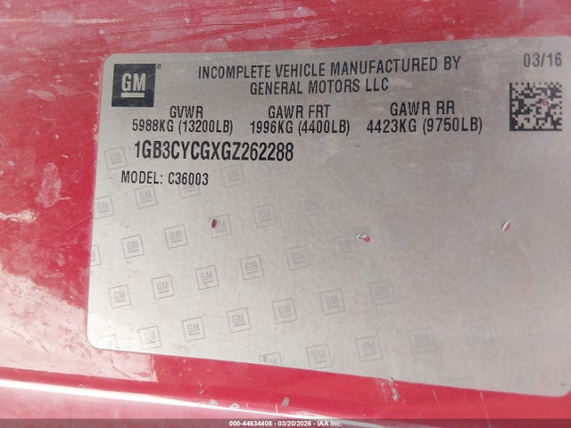 1GB3CYCGXGZ262288 Chevrolet Silverado 3500hd Chassis Wt