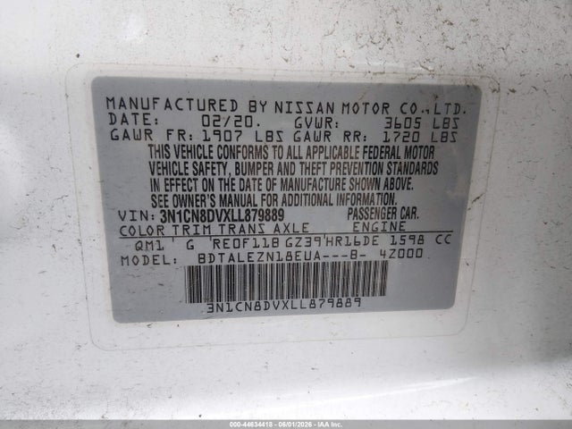 Nissan Versa S Xtronic Cvt 2020 3N1CN8DVXLL879889 Image 9