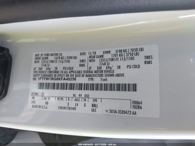 2019 FORD F-150 1FTFW1RG8KFA40258 Photo 8