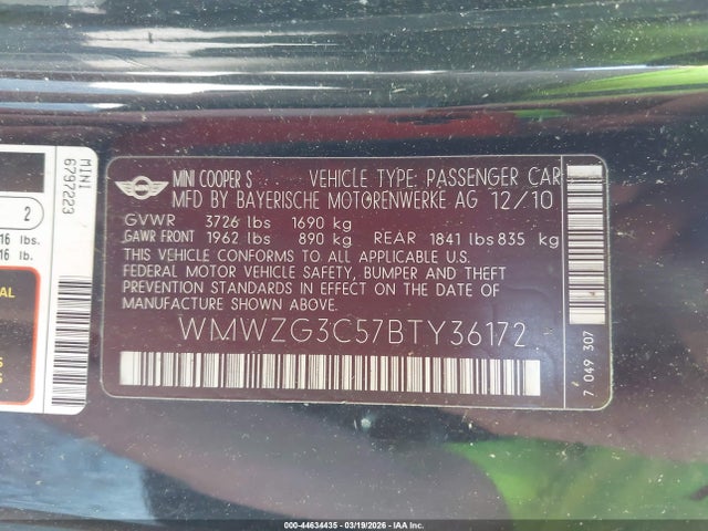 2011 MINI COOPER S CLUBMAN WMWZG3C57BTY36172 Photo 8