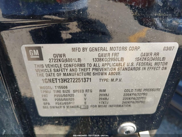 2007 CHEVROLET TRAILBLAZER 1GNET13H272251371 Photo 8