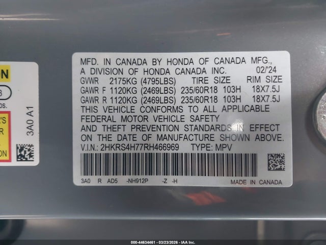 2HKRS4H77RH466969 Honda Cr-v Ex-l Awd