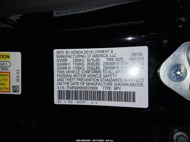 Aukcja sprzedaży 2025 Honda Cr-v Hybrid Sport Touring, vin: 7FARS6H99SE039606, numer aukcji: 44634464