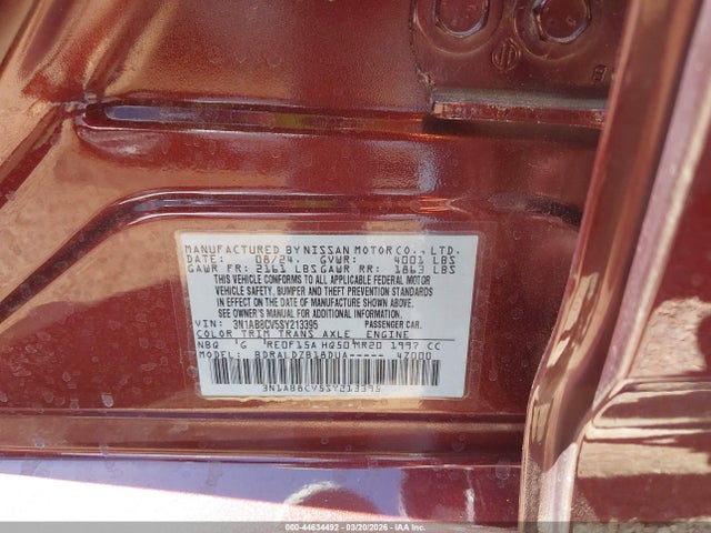 Aukcja sprzedaży 2025 Nissan Sentra Sv, vin: 3N1AB8CV5SY213395, numer aukcji: 44634492