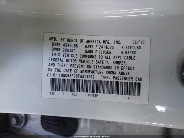 1HGCR6F70FA013992 Honda Accord Hybrid Touring