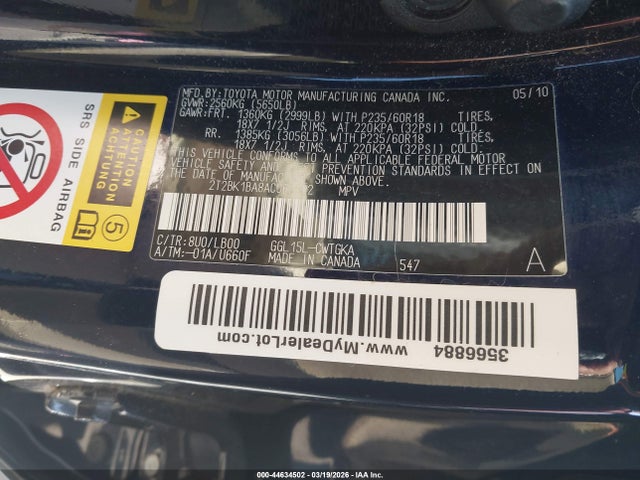 Продажа на аукционе авто 2010 Lexus Rx 350, vin: 2T2BK1BA8AC065082, номер лота: 44634502