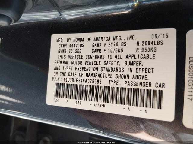 2015 ACURA TLX 19UUB1F34FA026396 Photo 8
