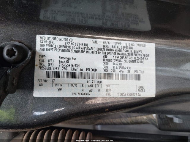 2017 FORD FOCUS 1FADP3F28HL249573 Photo 8