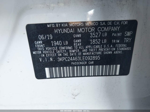 Hyundai ACCENT SE 2020 3KPC24A63LE092895 Image 9