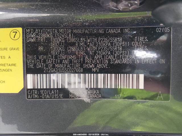 Aukcja sprzedaży 2005 Lexus Rx 330, vin: 2T2GA31U55C027668, numer aukcji: 44634580