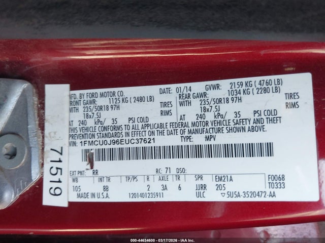Ford Escape Titanium 2014 1FMCU0J96EUC37621 Image 9