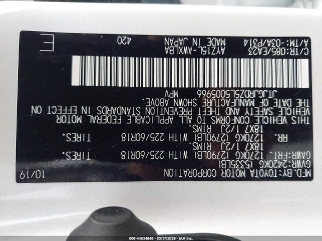 Aukcja sprzedaży 2020 Lexus Nx 300h, vin: JTJGJRDZ5L5005966, numer aukcji: 44634648