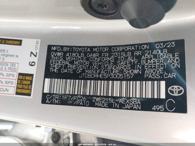 2023 TOYOTA COROLLA JTDBDMHE5P3005157 Photo 8