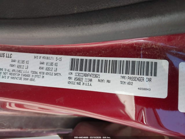 Продаж на аукціоні авто 2015 Chrysler 200 Limited, vin: 1C3CCCABXFN723621, номер лоту: 44634669