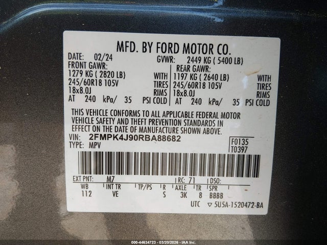 Ford EDGE SEL 2024 2FMPK4J90RBA88682 Image 9
