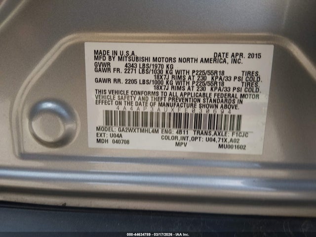 2015 MITSUBISHI OUTLANDER SPORT 4A4AP3AUXFE030694 Photo 8