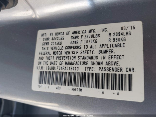 Продаж на аукціоні авто 2015 Acura Tlx, vin: 19UUB1F34FA018413, номер лоту: 44634868
