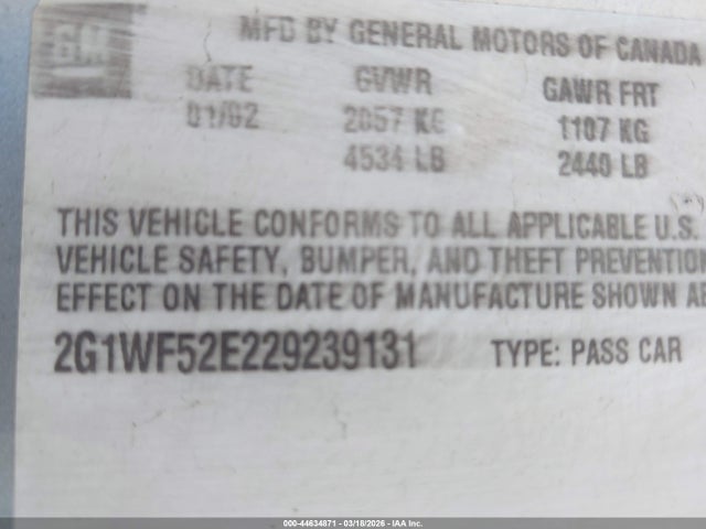2002 CHEVROLET IMPALA 2G1WF52E229239131 Photo 8