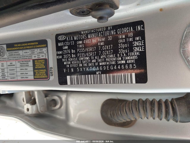 KIA SORENTO LX 2014 5XYKTCA69EG446685 Image 9