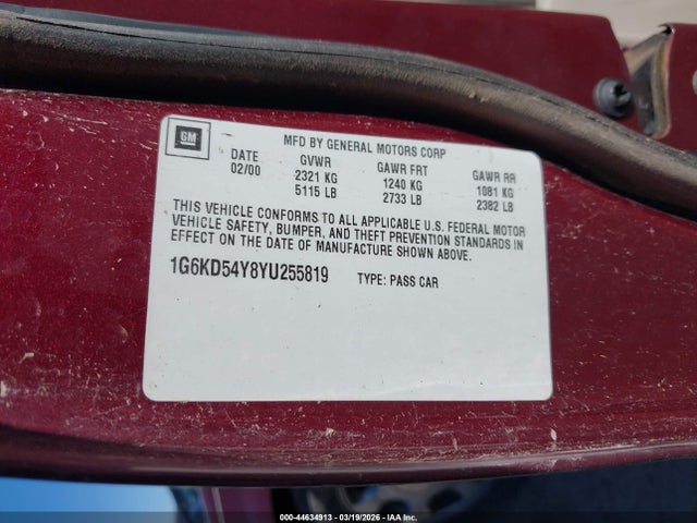 2000 CADILLAC DEVILLE 1G6KD54Y8YU255819 Photo 8