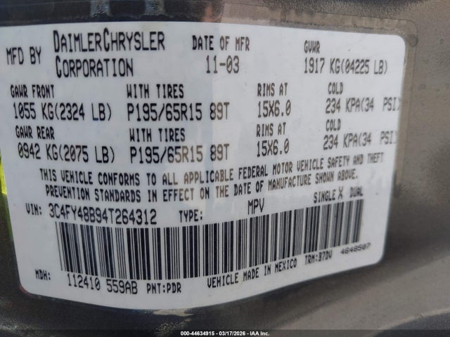 2004 CHRYSLER PT CRUISER 3C4FY48B94T264312 Photo 8