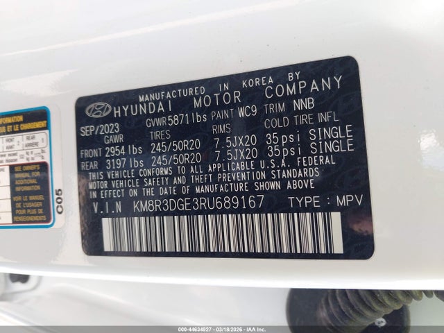 2024 HYUNDAI PALISADE KM8R3DGE3RU689167 Photo 8
