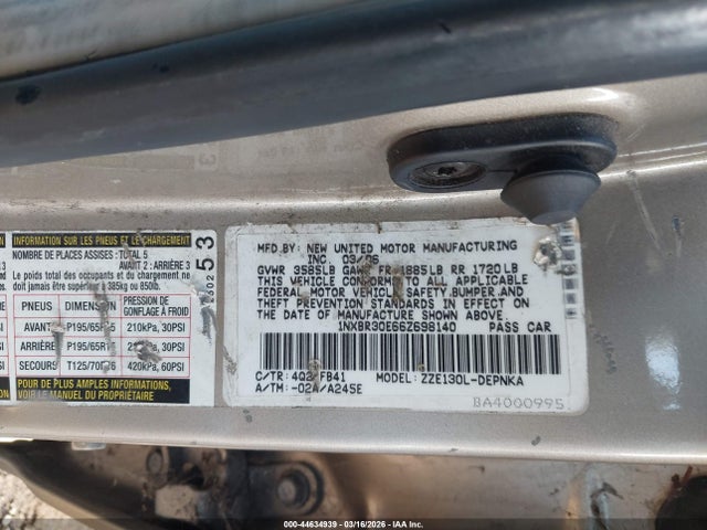 Продаж на аукціоні авто 2006 Toyota Corolla Le, vin: 1NXBR30E66Z698140, номер лоту: 44634939