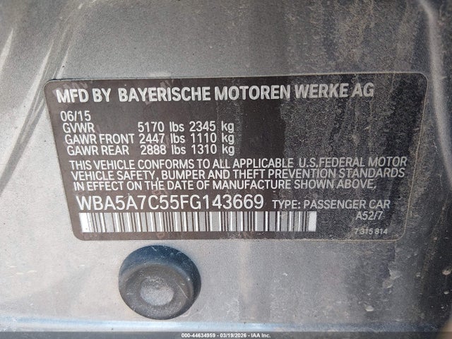 Aukcja sprzedaży 2015 Bmw 528i Xdrive, vin: WBA5A7C55FG143669, numer aukcji: 44634959