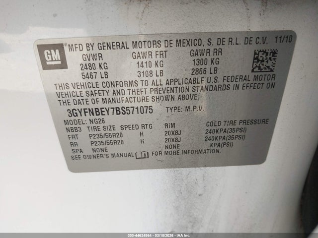 2011 CADILLAC SRX 3GYFNBEY7BS571075 Photo 8