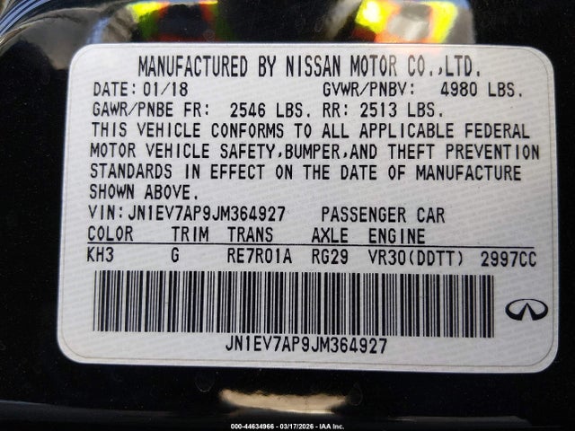 JN1EV7AP9JM364927 Infiniti Q50 3.0t Luxe