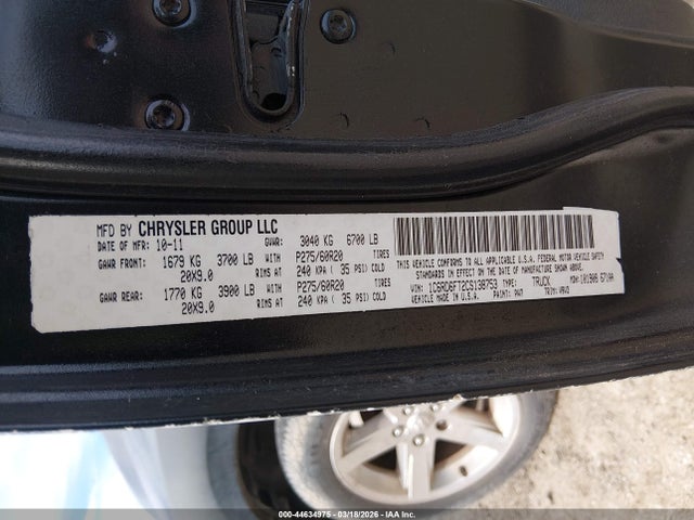44634975 :رقم المزاد ، 1C6RD6FT2CS138753 vin ، 2012 Ram 1500 St مزاد بيع