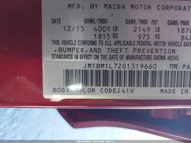 JM1BM1L72G1319660 Mazda Mazda3 I Touring