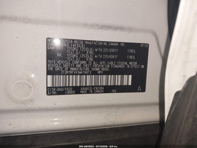 Продаж на аукціоні авто 2025 Toyota Rav4 Le, vin: 2T3H1RFV4SW414873, номер лоту: 44635052