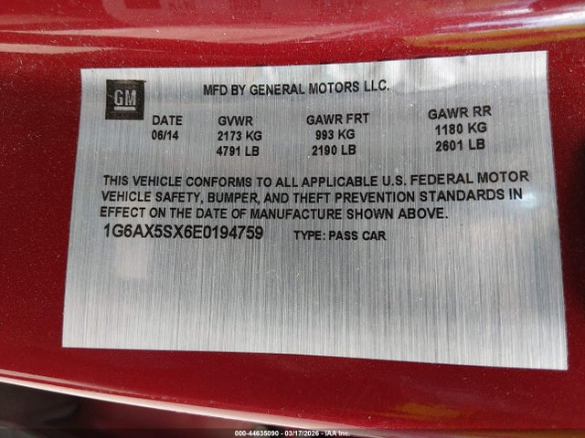 2014 CADILLAC CTS 1G6AX5SX6E0194759 Photo 8