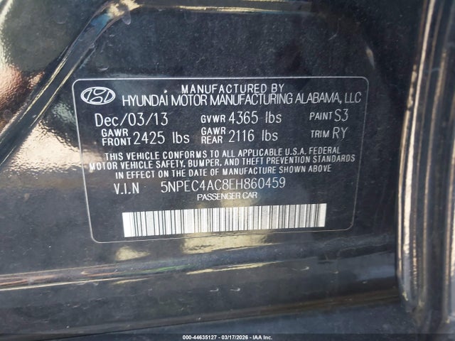 Hyundai SONATA SE 2014 5NPEC4AC8EH860459 Image 9