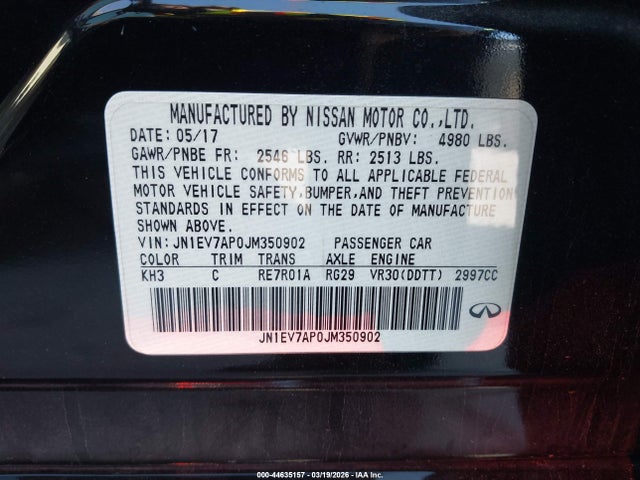 Aukcja sprzedaży 2018 Infiniti Q50 3.0t Luxe, vin: JN1EV7AP0JM350902, numer aukcji: 44635157