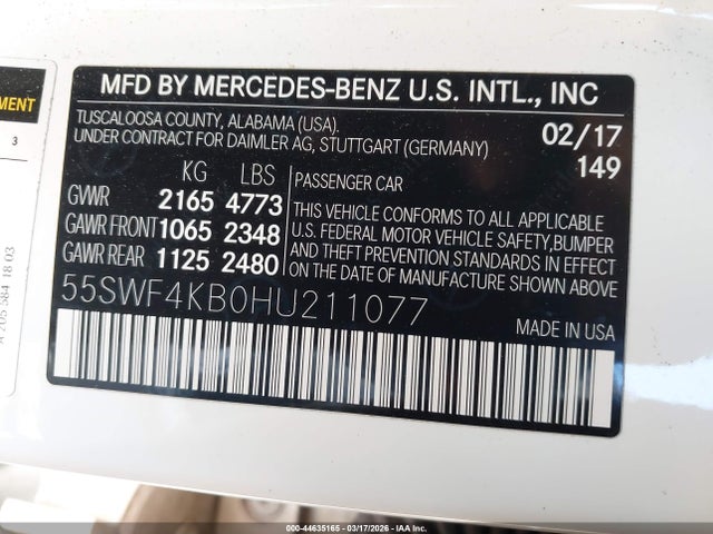55SWF4KB0HU211077 Mercedes-Benz C 300 4matic