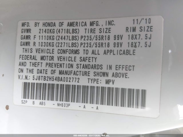 2011 ACURA RDX 5J8TB2H54BA002772 Photo 8