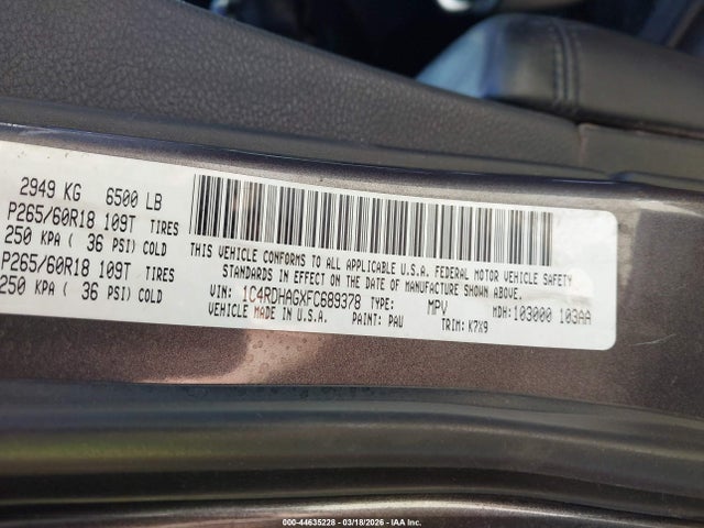 2015 DODGE DURANGO 1C4RDHAGXFC689378 Photo 8