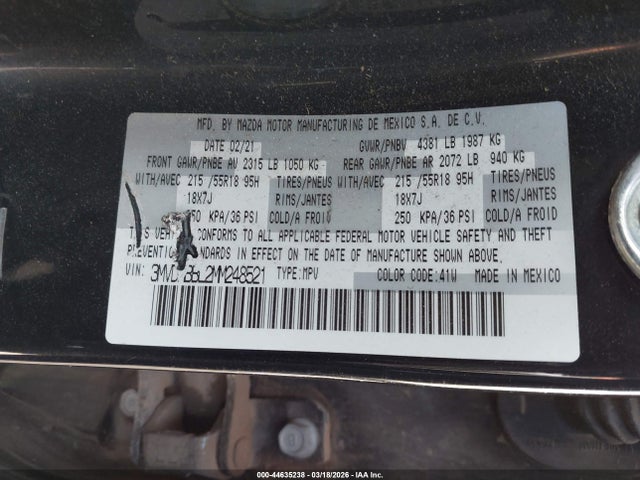 Aukcja sprzedaży 2021 Mazda Cx-30 Select, vin: 3MVDMBBL2MM248521, numer aukcji: 44635238