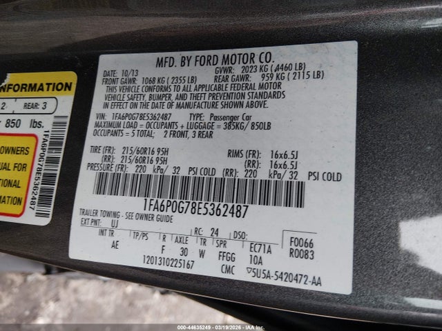 Ford FUSION S 2014 1FA6P0G78E5362487 Image 9