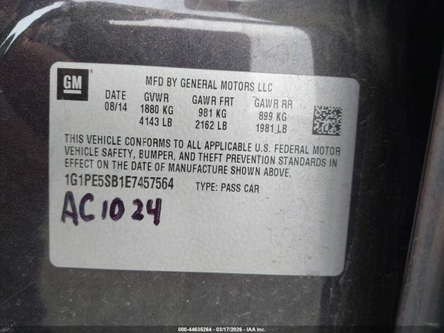 Chevrolet Cruze 2lt Auto 2014 1G1PE5SB1E7457564 Image 9
