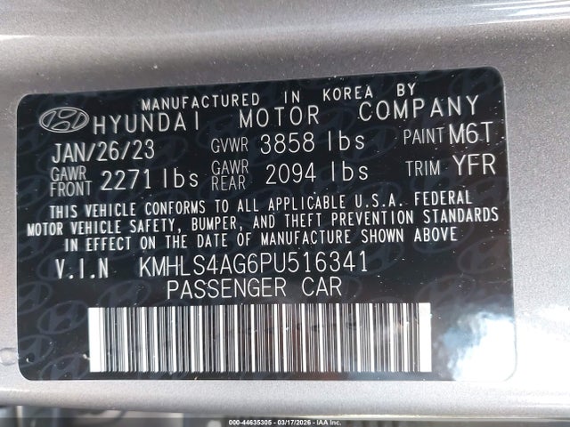 Hyundai ELANTRA SEL 2023 KMHLS4AG6PU516341 Image 9
