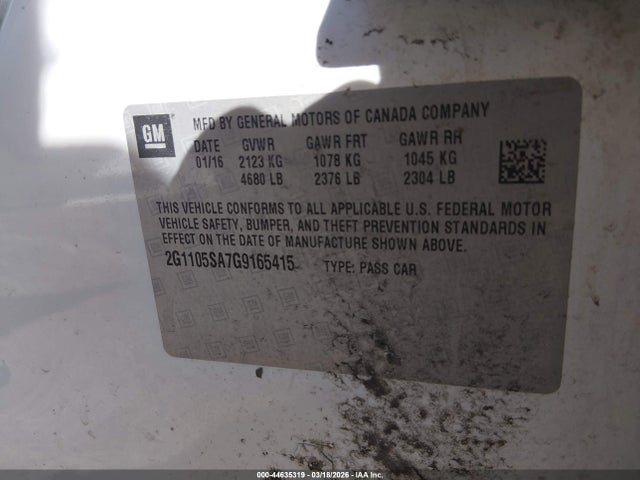 2G1105SA7G9165415 Chevrolet IMPALA 1LT