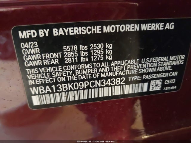 Aukcja sprzedaży 2023 Bmw M550 I Xdrive, vin: WBA13BK09PCN34382, numer aukcji: 44635332