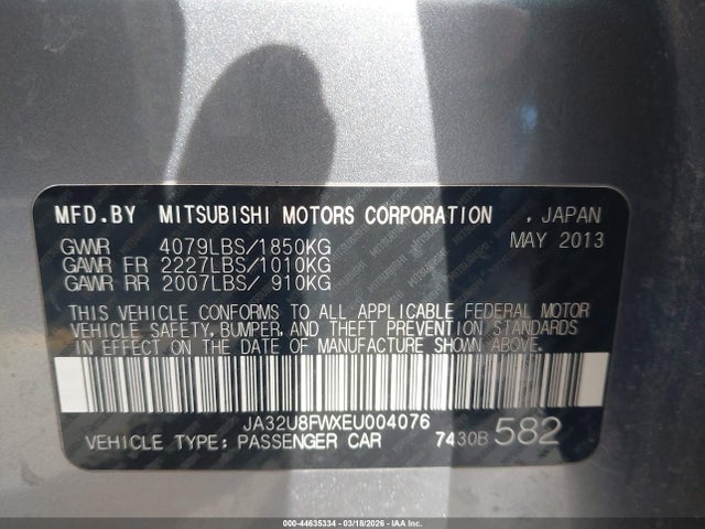 Aukcja sprzedaży 2014 Mitsubishi Lancer Gt, vin: JA32U8FWXEU004076, numer aukcji: 44635334