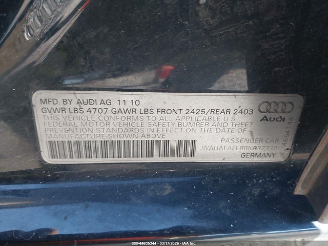 2011 AUDI A4 WAUAFAFL8BN032370 Photo 8