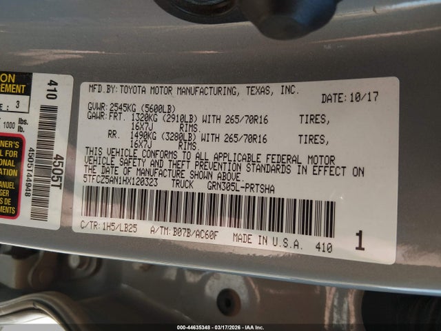 5TFCZ5AN1HX120323 Toyota Tacoma Trd Pro